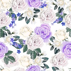 Floral seamless pattern with rose, magnolia and for me not-vector