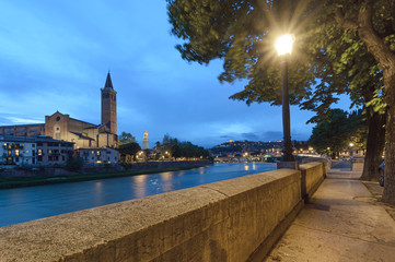 promenade of Verona in the evening