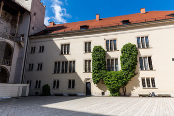 Building facade in Wawel castle, Krakow, Poland