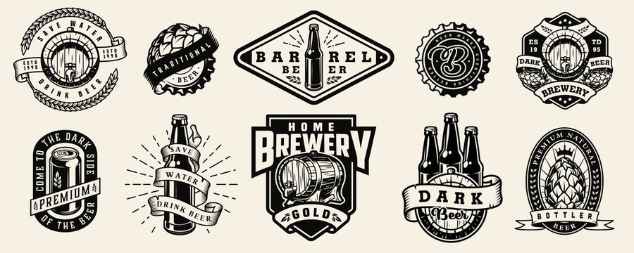 Vintage brewing monochrome emblems
