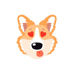 Illustration with happy Corgi dog in love