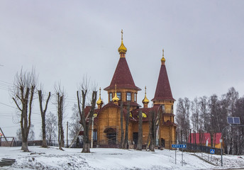 Wooden church on the edge of the Minsk region