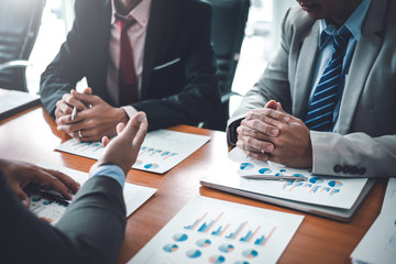Group of business people at meeting assessment the state of business investment and marketing.