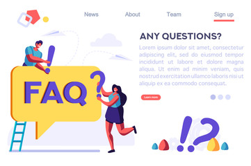 Design, Confusion Symbol Metaphor, Sign of Confuse Business. Ask Concept, Exclamation, Question. Art Around Communication. Answer to Mark Work. Cartoon Flat Vector Illustration Hero Image, Banner.