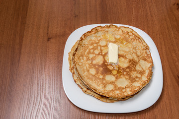 Pancakes with butter for breakfast or snack