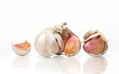 garlic cloves isolated on white background