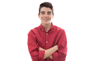 portrait of young teenage man isolated on white background
