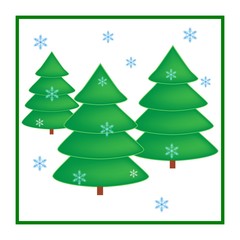 Silhouette design green spruce in white square. Christmas card. Symbol of winter, decoration for Christmas holiday season. Isolated graphic element. Flat vector image. Vector illustration.