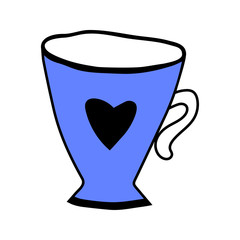 Mug. Illustration on white background. Tableware for drinks. Decorative element for design, print, card and scrapbooking