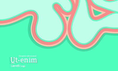 Web template with wavy paper cut layered shapes