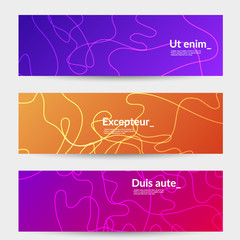 Abstract banner templates with curvy lines on bright gradient