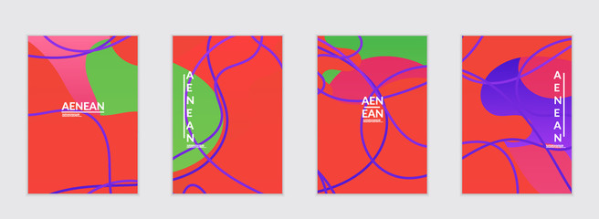 Abstract flyer templates with wavy gradient shapes and curvy lines