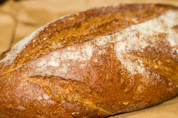 The craft rye bread, closeup