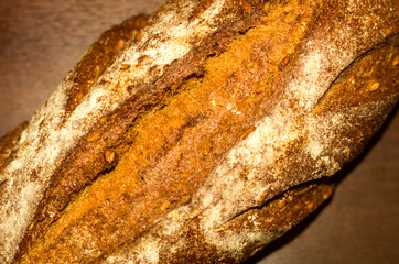 The craft rye bread, closeup