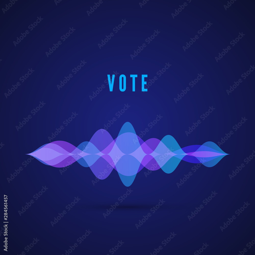Aufkleber display of sound frequency. digital vote interface for app. design of music pulse. vector illustrati