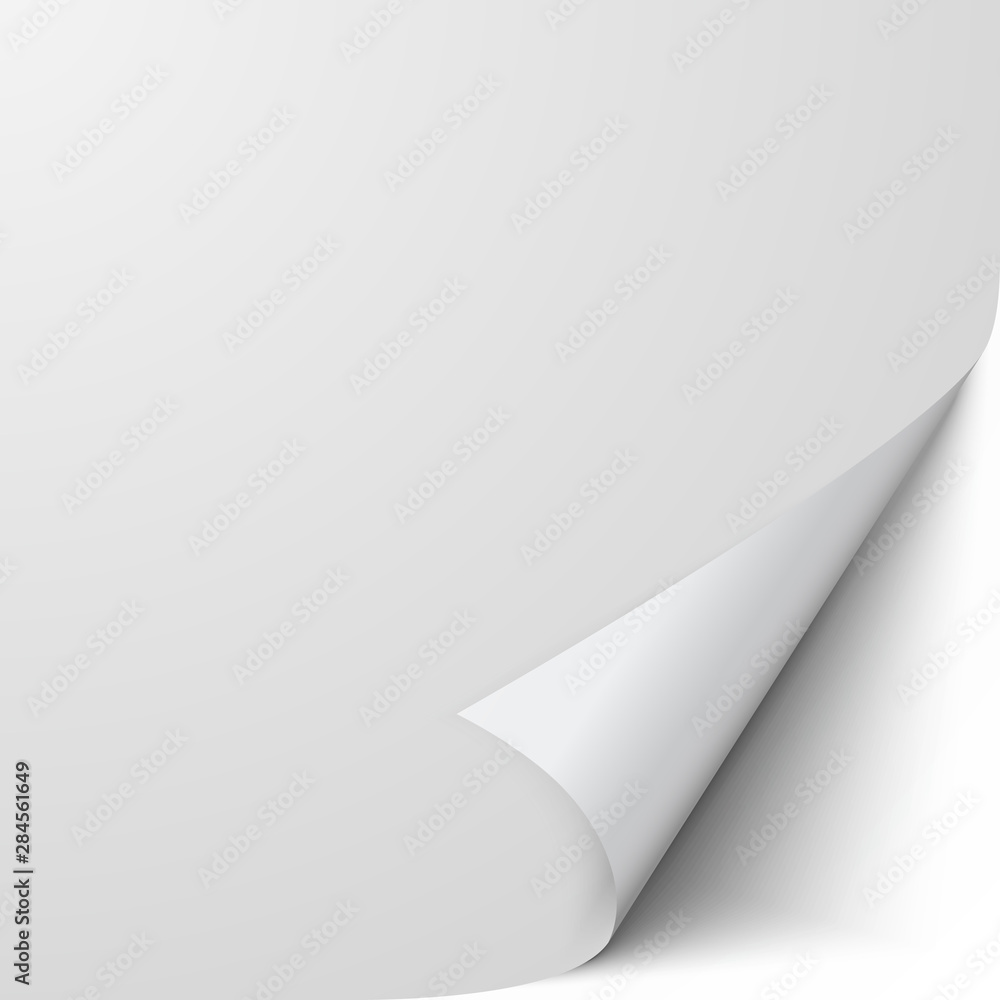 Poster curled sheet of paper. empty blank of paper with twisted corner. vector illustration
