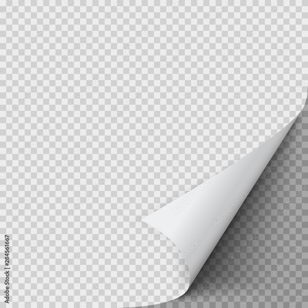 Poster curled corner of paper. empty sheet of paper with twisted corner. vector illustration