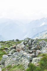 Fototapeta premium Tourist Route To Kasprowy Wierch. Rocky trail high in the mountains.