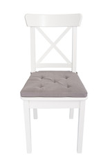 Single wooden chair isolated on white background