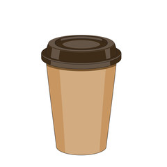 Blank brown kraft paper-plastic coffee-tea cup with Isolated on white background. Ready to use for design. Vector illustration.