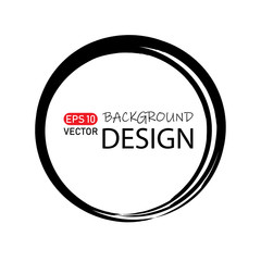 Vector circle in Japanese calligraphy style. Ink hand-drawn brush circle. Logo, label design element vector illustration.