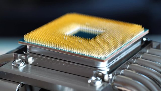 CPU with processor cooling system. Central processing unit