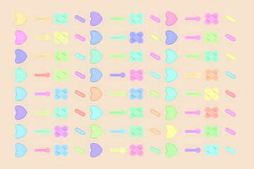 Collection of icons style of hospital or medical care. Sign or symbols design of Medicine and Health Care. 3D rendering.