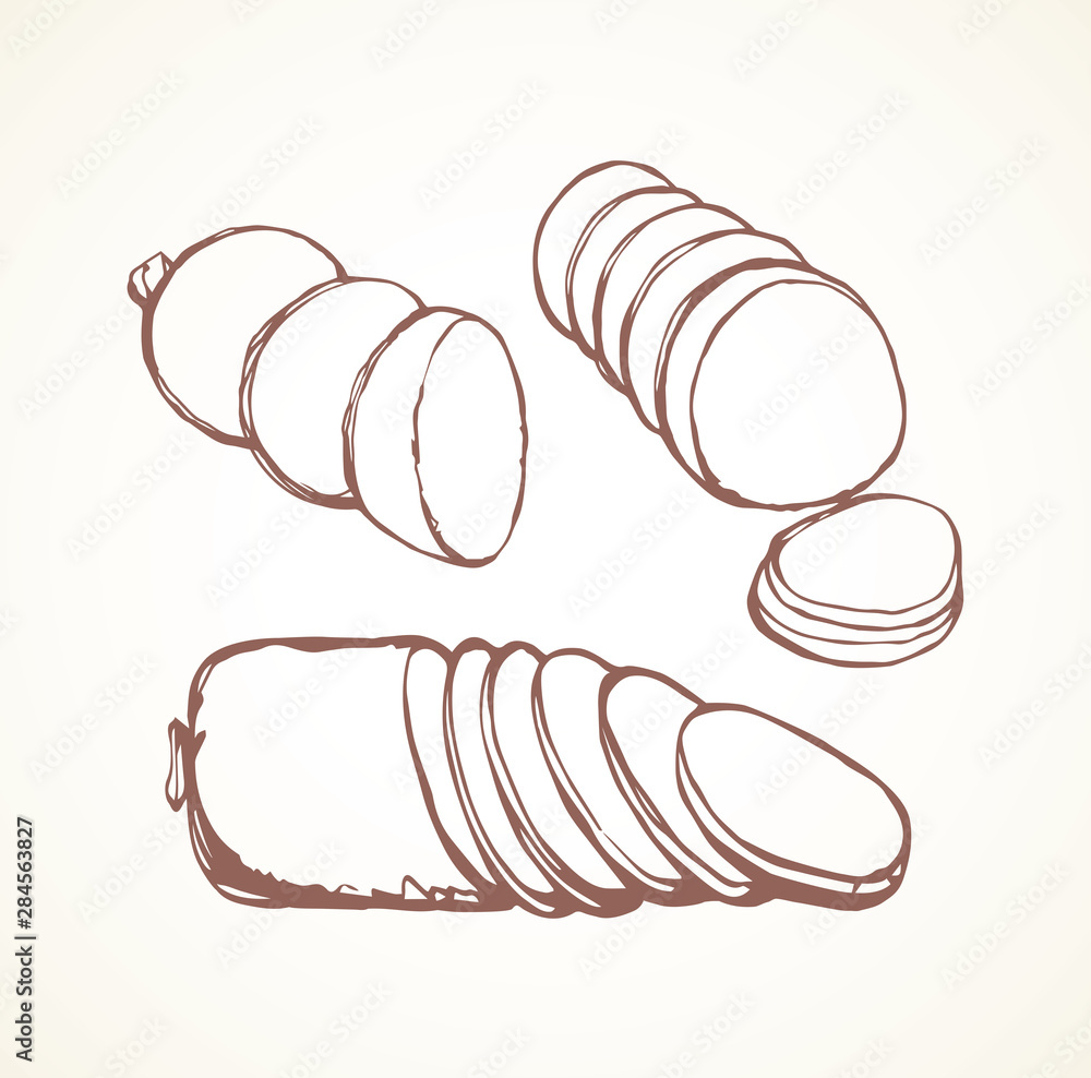 Wall mural Sausage. Vector drawing