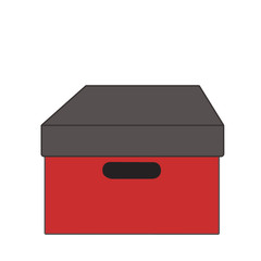 Illustration. Box with a lid. Red box on a white background