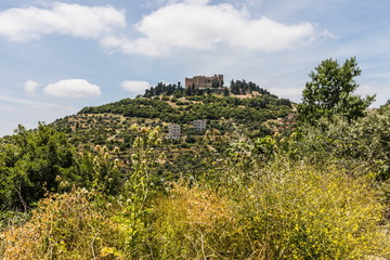 Fototapeta na wymiar Ajloun Castle (Qalʻat ar-Rabad), is a 12th-century Muslim castle situated in northwestern Jordan. It was built by the Ayyubids in the 12th century and enlarged by the Mamluks in the 13th.