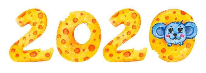 New year 2020. The numbers of cheese. year