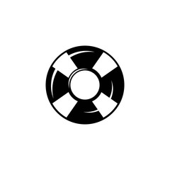 Fototapeta premium black swimming rubber ring icon on white background. Floating lifebuoy, toy for beach or ship.