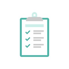 To-do check list with ticks and points. Clipboard with check marks.flat icon isolated on white.