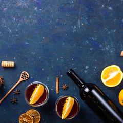 Traditional winter and Christmas drink mulled red wine