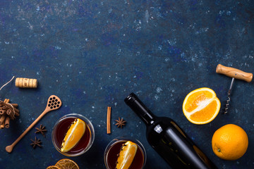 Traditional winter and Christmas drink mulled red wine
