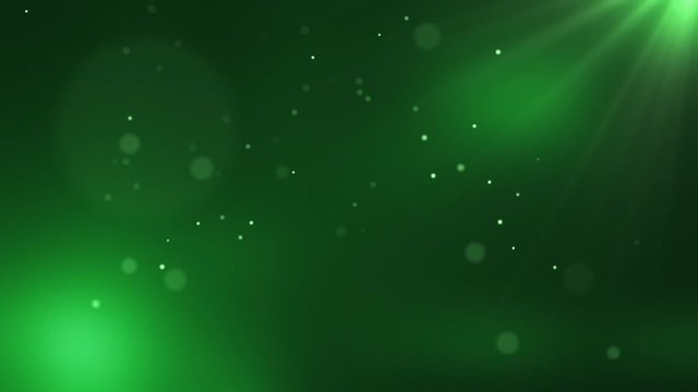 Elegant Particles & Light Rays animated motion background with seamless looping Green