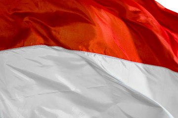 Close up of Indonesia flag waving in the wind