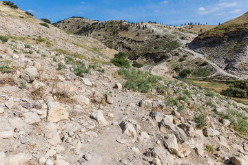 Top view of the mountain valley near Pella (Tabaqat Fahl), Jordan