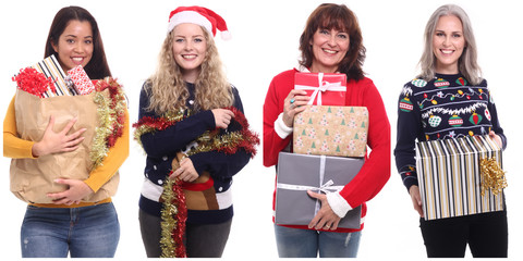 Christmas people in front of a white background