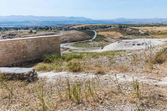 Top view of the mountain valley near Pella (Tabaqat Fahl), Jordan