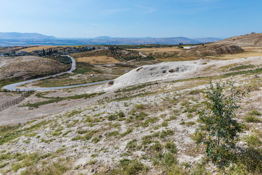 Top view of the mountain valley near Pella (Tabaqat Fahl), Jordan