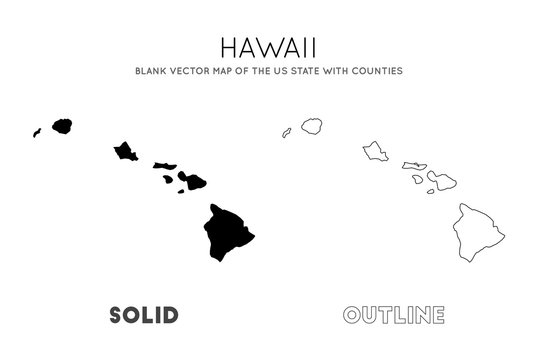 Hawaii map. Blank vector map of the Us State with counties. Borders of Hawaii for your infographic. Vector illustration.