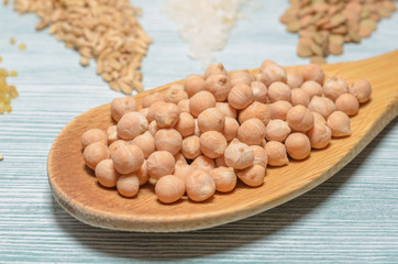 Сhickpeas close-up, healthy eating concept