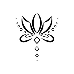 beautiful tattoo of a Lotus flower.tribal style.vector