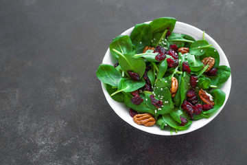 Salad with pecan nuts and dry cranberries