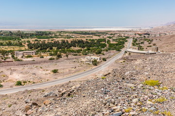 View from the way to the Lot's Cave in Jordan. In ancient times the site near Safi was identified...