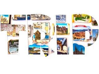 Deurstickers Word text TRIP silhouette , photo of magnets with city views   . © Svetlana