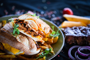 tasty ribs sandwich & french fries