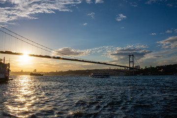 sunset and the bosphorus bridge in Istanbul