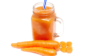 Fresh Carrot Smoothie with Pulp for Detox Body Cleansing and Healthy
